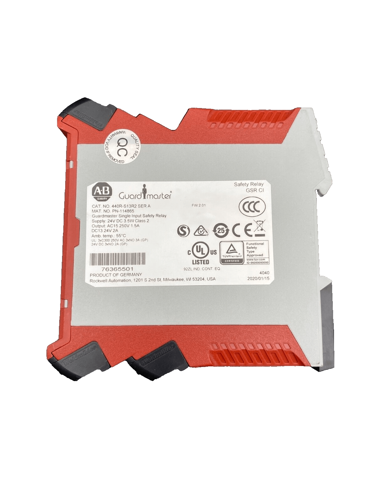 ALLEN - BRADLEY 440R - S13R2 A PN - 114865 GUARDMASTER SINGLE INPUT SAFETY RELAY - KLR Automation