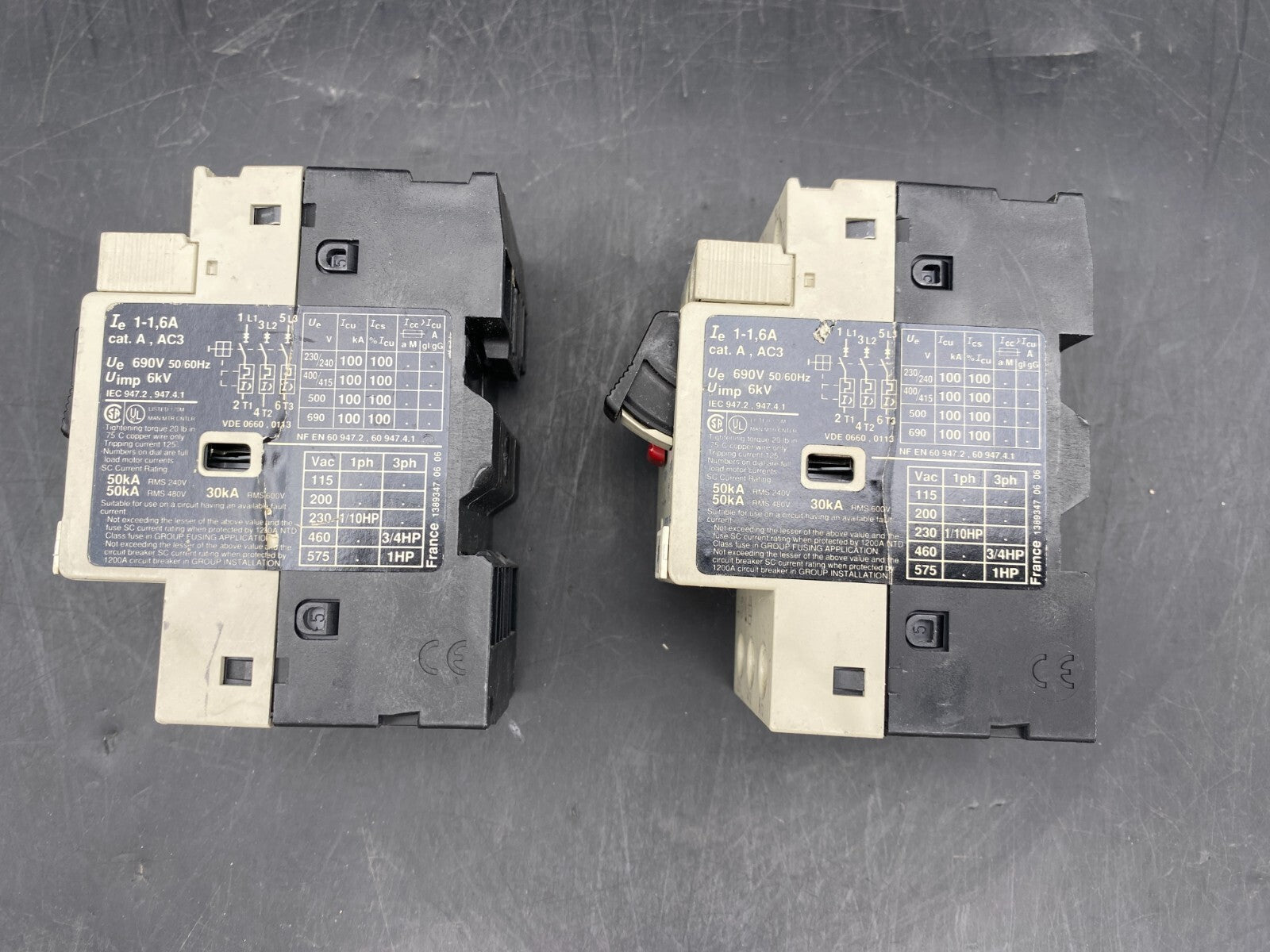 LOT DE 2 TELEMECANIQUE GV2 - M06 DISJONCTEUR MOTEUR - KLR Automation
