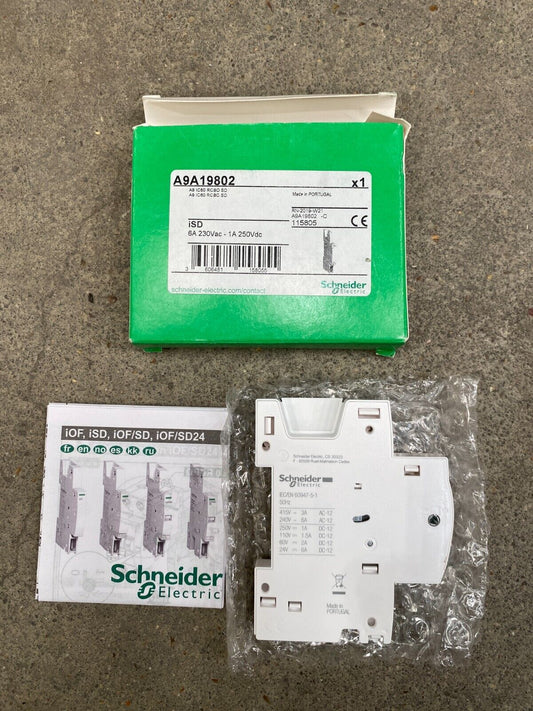 LOT OF 9 NEW SCHNEIDER ELECTRIC A9A19802 A9 IC60 RCBO SD ISD AUXILIARY CONTACT - KLR Automation