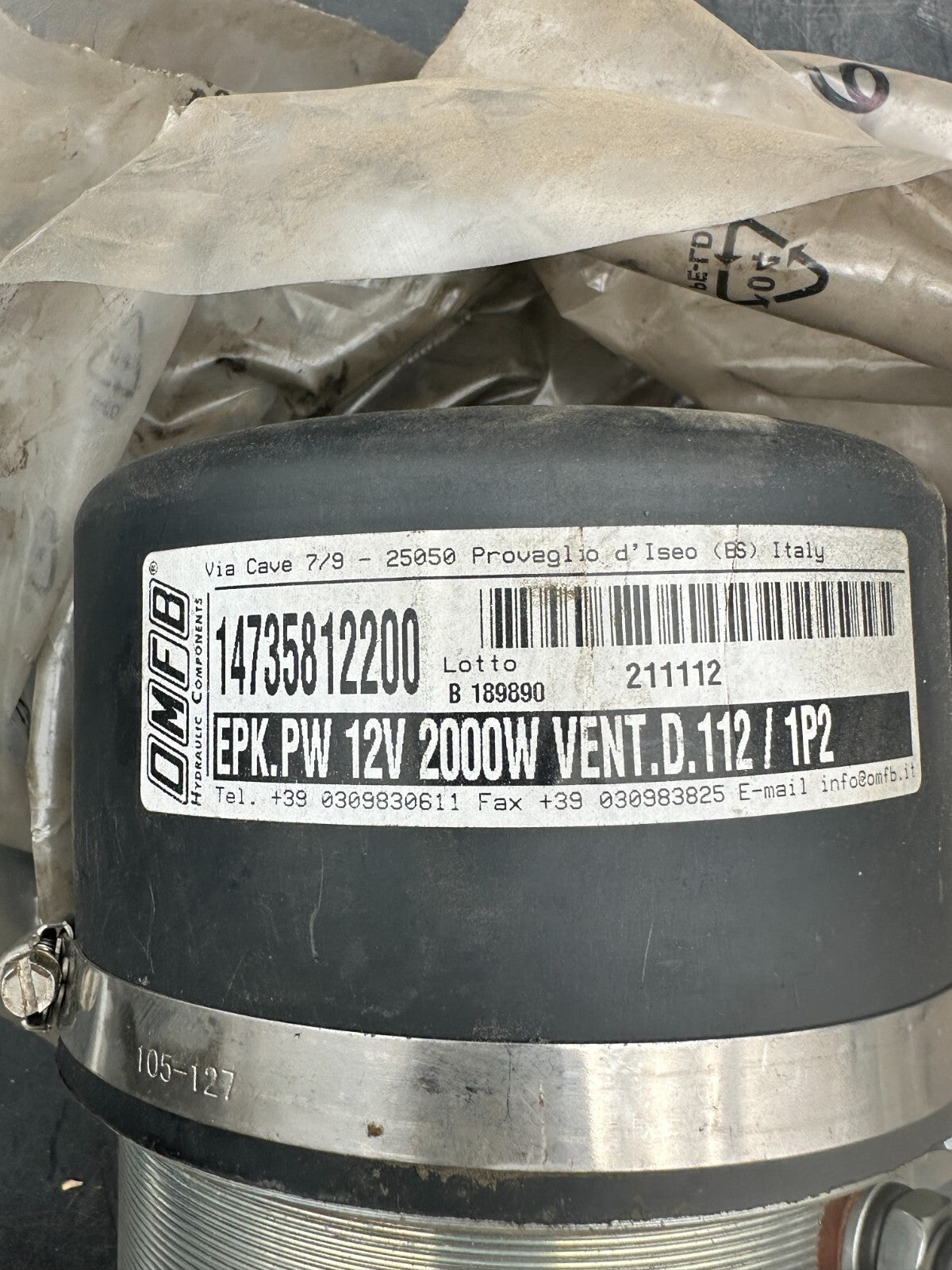 HYDRAULIC PUMP  OMFB 14735812200 EPK.PW 12v 2000w Vent.D.112/1P2