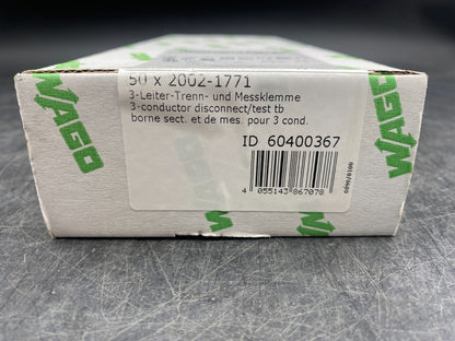 LOT DE 50 WAGO 2002 - 1771 BORNE SECTIONNABLE ET DE MESURE - KLR Automation