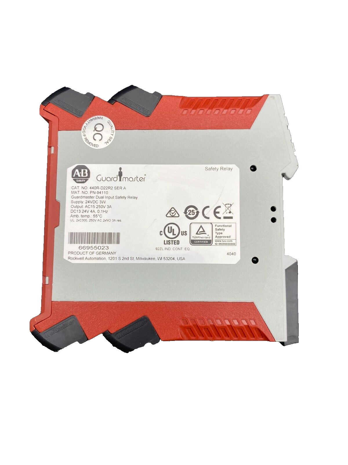 ALLEN-BRADLEY 440R-D22R2 A PN-94110 GUARDMASTER DUAL INPUT SAFETY RELAY