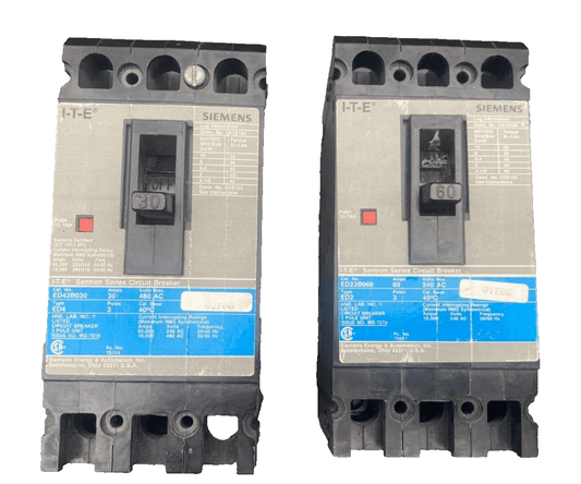 SIEMENS I - T - E ED2 ED23B060 SENTRON SERIES CIRCUIT BREAKER 60A 240VAC 3 POLES x1p - KLR Automation