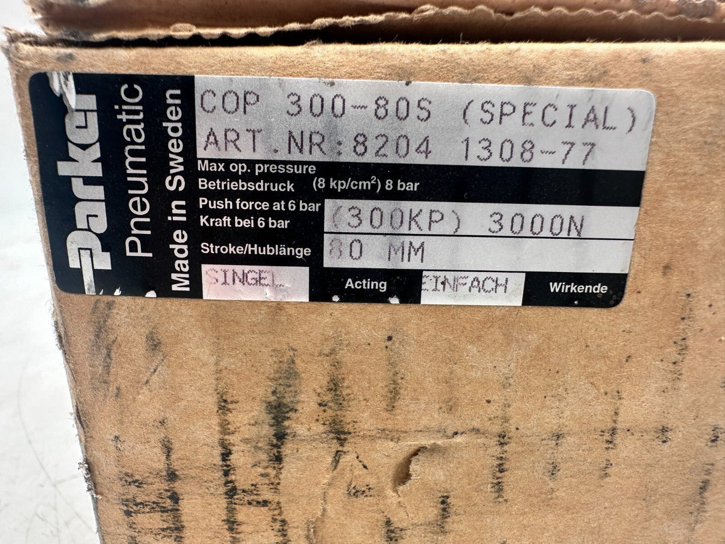PARKER PNEUMATIC C0P 300 - 80S (SPECIAL) 8204 1308 - 77 300KP 3000N 80mm - KLR Automation