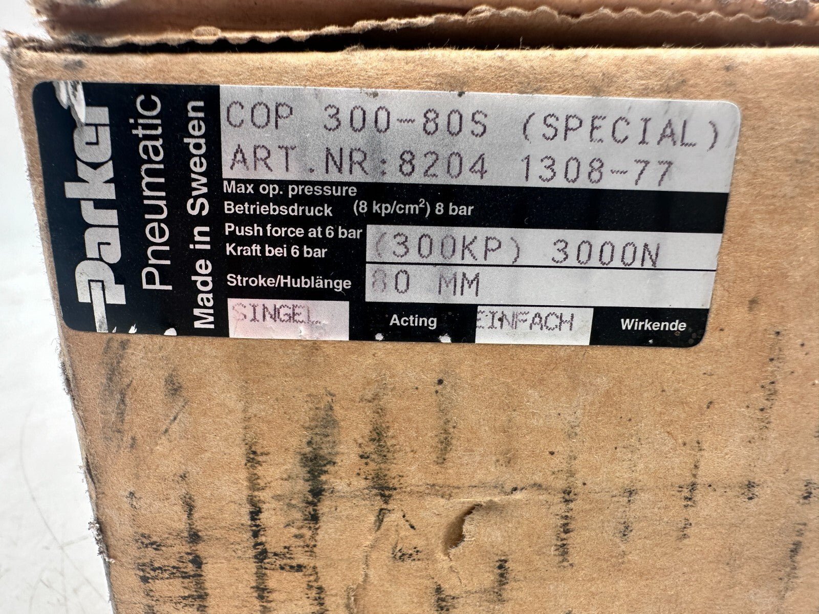 PARKER PNEUMATIC C0P 300 - 80S (SPECIAL) 8204 1308 - 77 300KP 3000N 80mm - KLR Automation