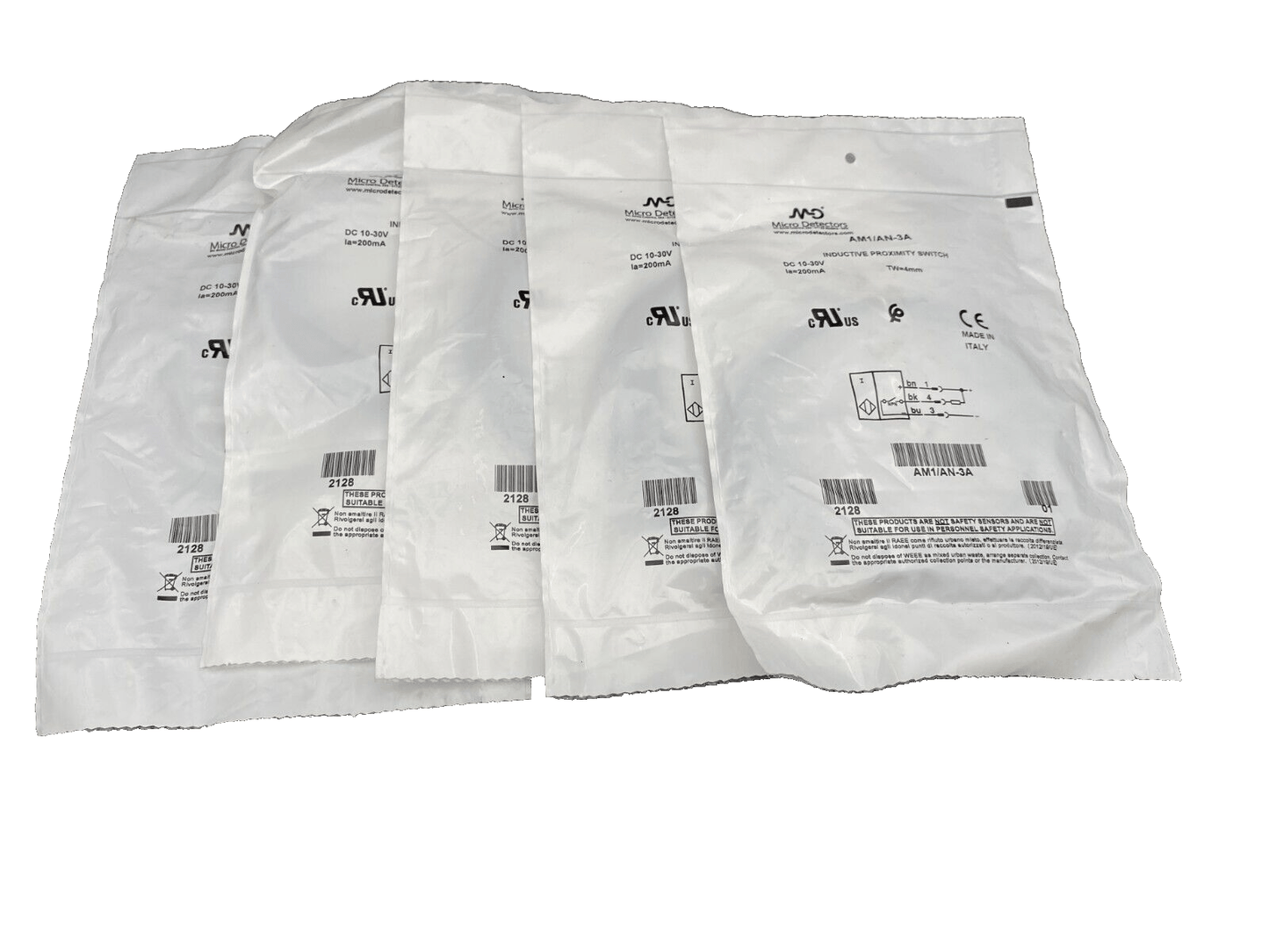 MICRODETECTORS AM1/AN - 3A INDUCTIVE PROXIMITY SWITCH x5pc - KLR Automation