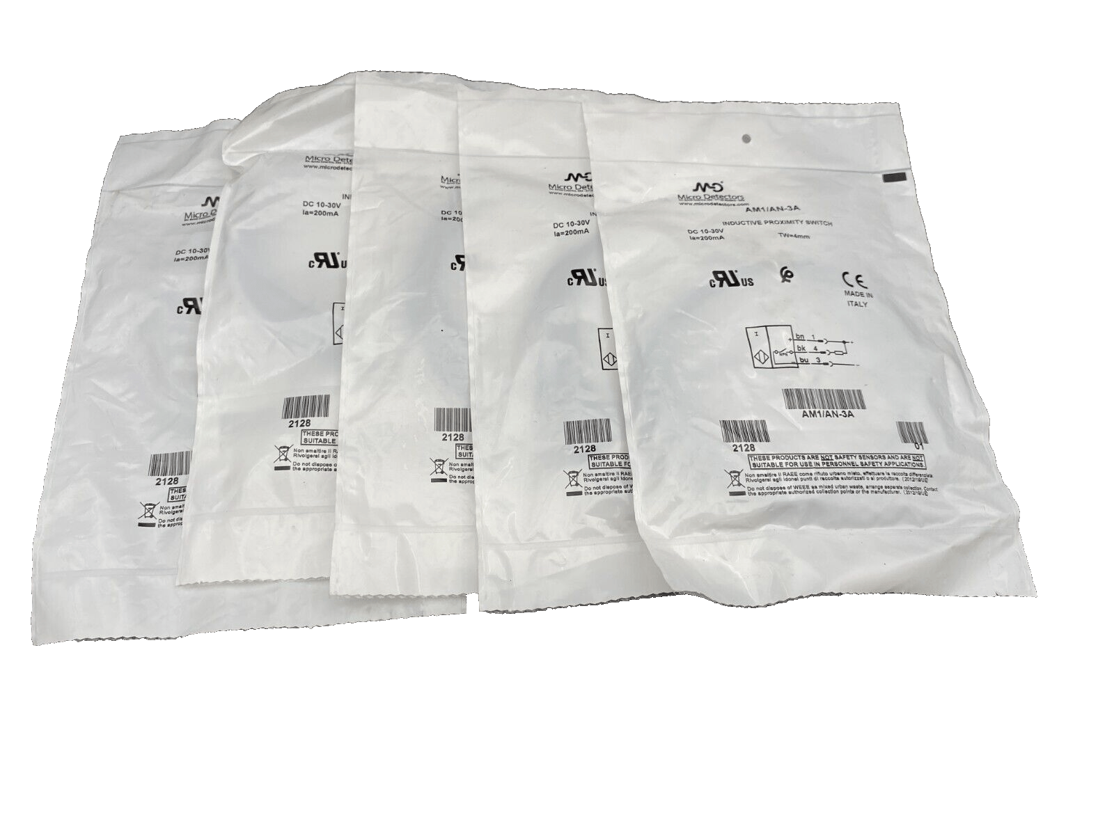 MICRODETECTORS AM1/AN - 3A INDUCTIVE PROXIMITY SWITCH x5pc - KLR Automation