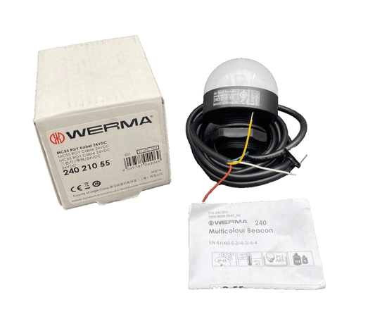 WERMA 240 210 55 MC55 RGY CABLE 24VDC MULTICOLOUR BEACON - KLR Automation