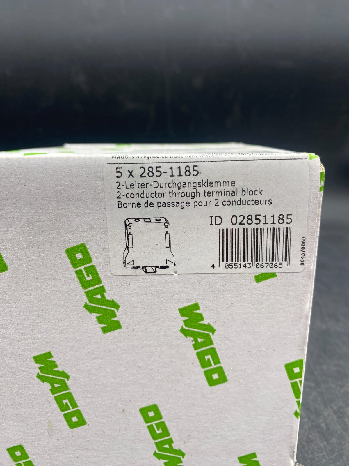 LOT DE 5 WAGO 285-1185 45-47 mm 50-185 mm² 1000V 353A BORNE DE PASSAGE POUR 2 CO