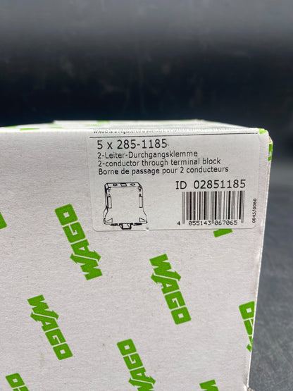 LOT DE 5 WAGO 285-1185 45-47 mm 50-185 mm² 1000V 353A BORNE DE PASSAGE POUR 2 CO