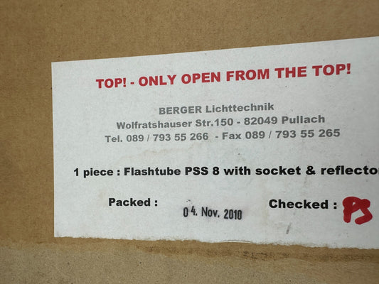 BERGER FLASHTUBE PSS 8 WITH SOCKET AND REFLECTOR - KLR Automation