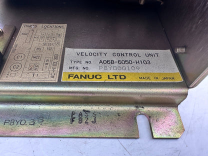 FANUC A06B - 6050 - H103 VELOCITY CONTROL UNIT - KLR Automation
