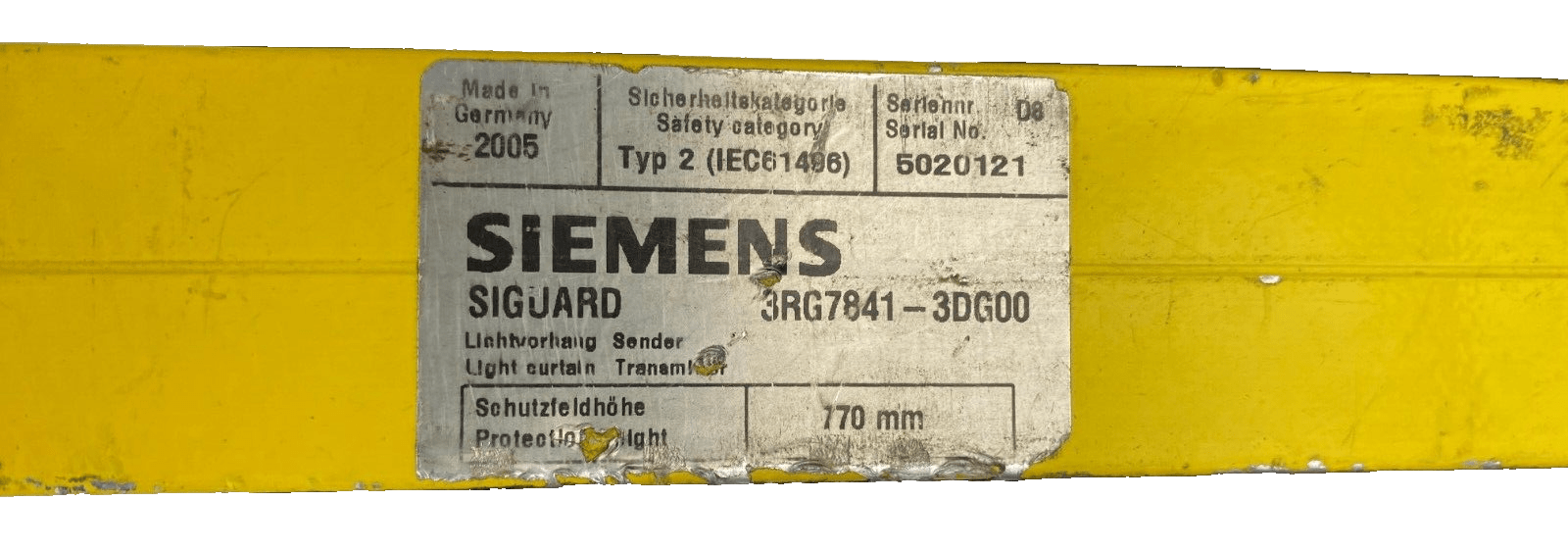 SIEMENS SIGUARD 3RG7841 - 3DG00 LIGHT CURTAIN TRANSMITTER - KLR Automation