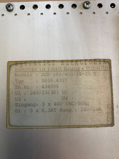 EGERMELER ELEKTRONIK DCP 160/400/24-23T TYPE 0016.4319 KONTRON