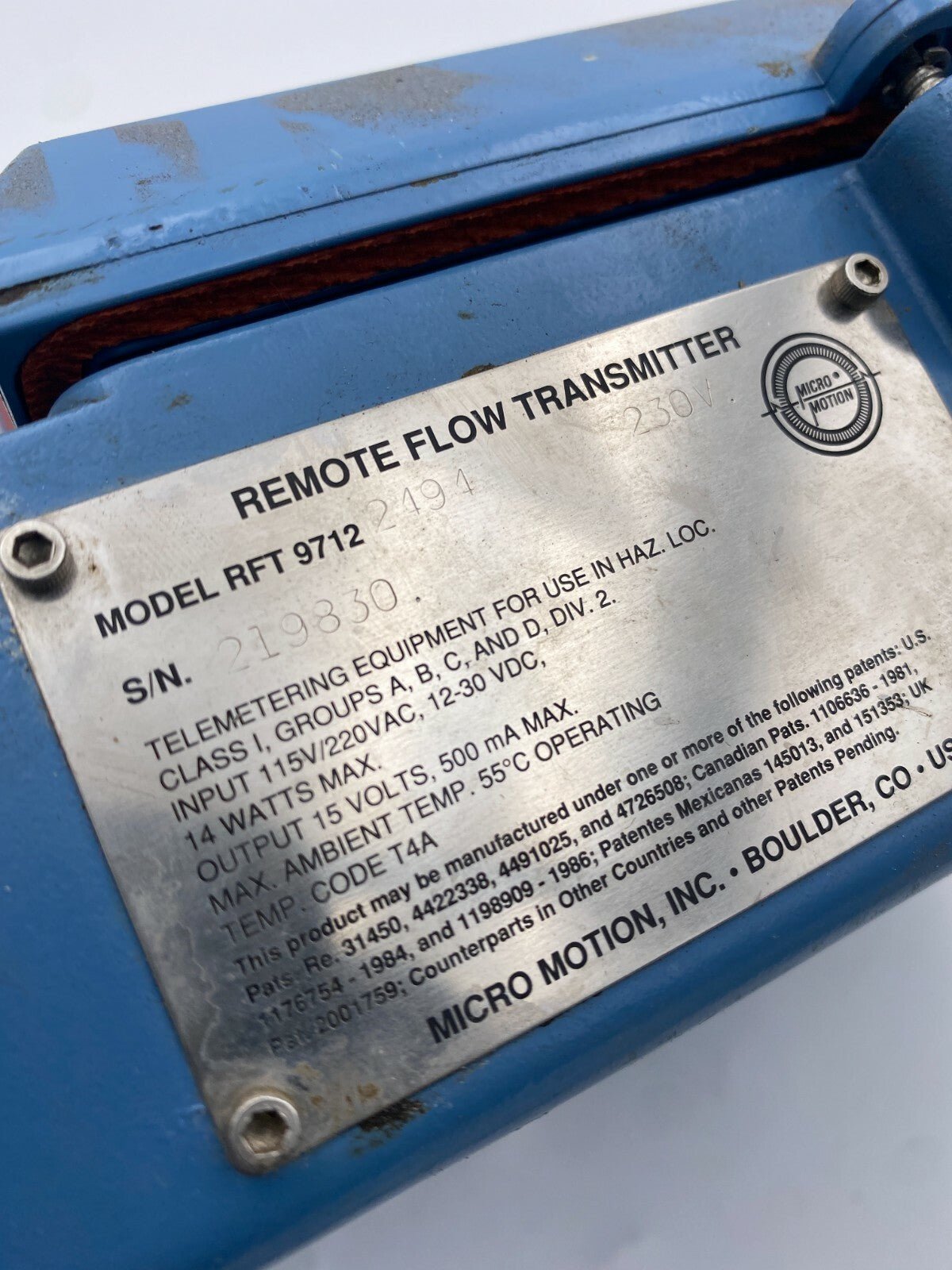 1pc x MICRO MOTION RFT9712 - 2494 FLOW TRANSMITTER - KLR Automation