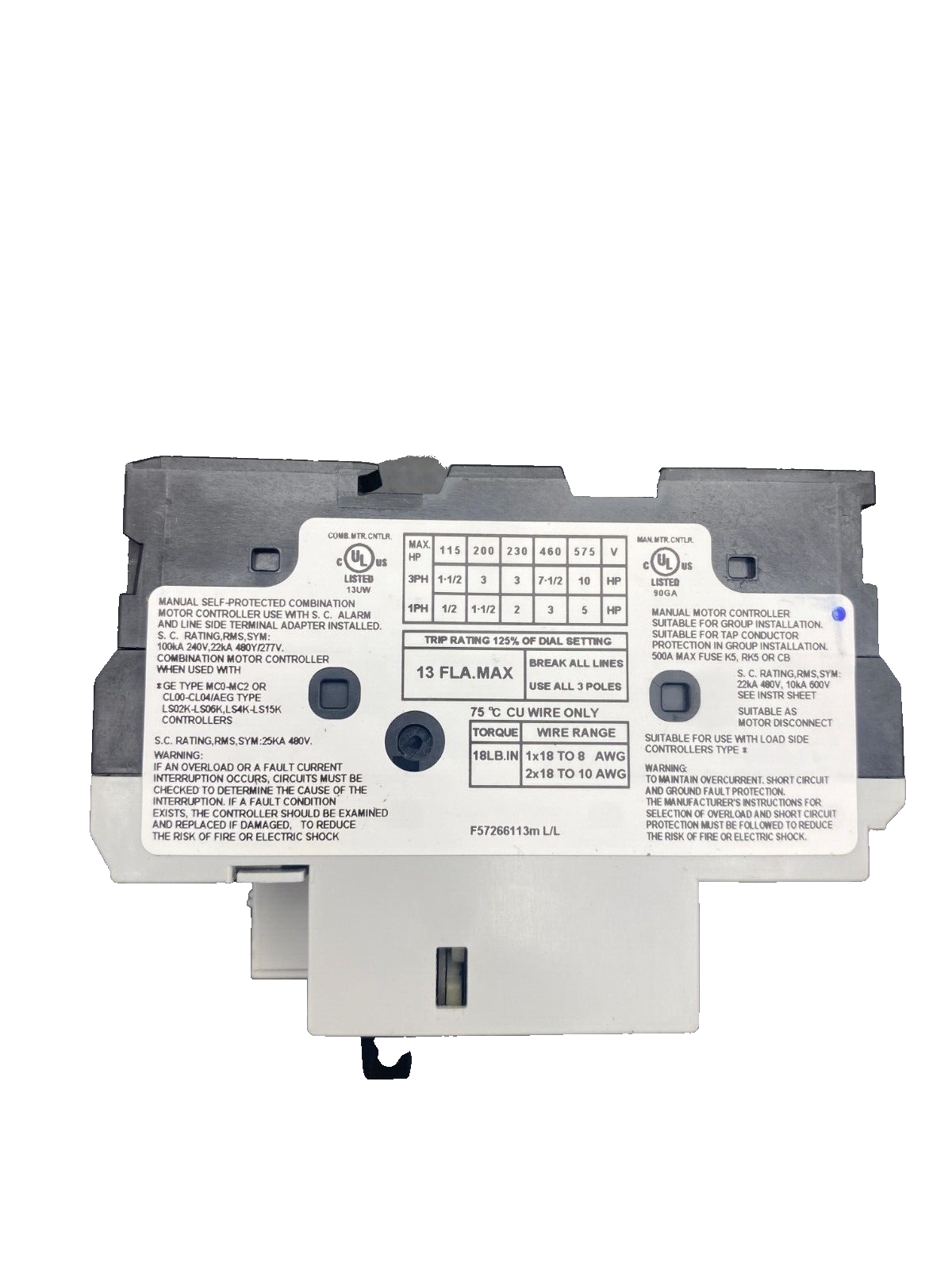 GENERAL ELECTRIC GPS1BSAL MOTOR STARTER x5pc