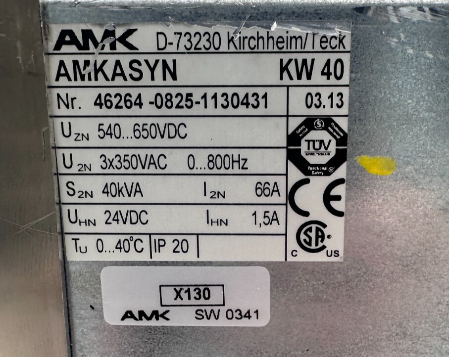 AMK AMKASYN KW 40 AVEC KW-R03 40kVA VERSION 03.13 SERVOMOTEUR