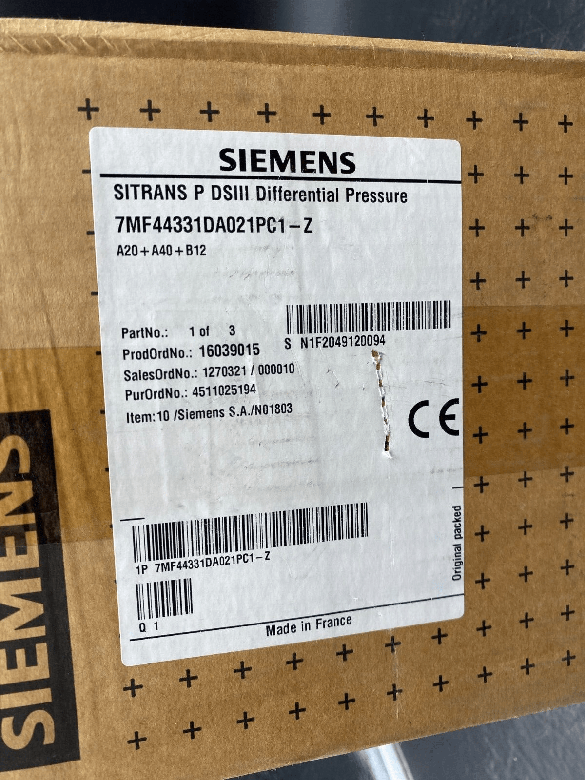 SIEMENS SITRANS P DSIII DIFFERENTIAL PRESSURE 7MF44331DA021PC1 - Z - KLR Automation