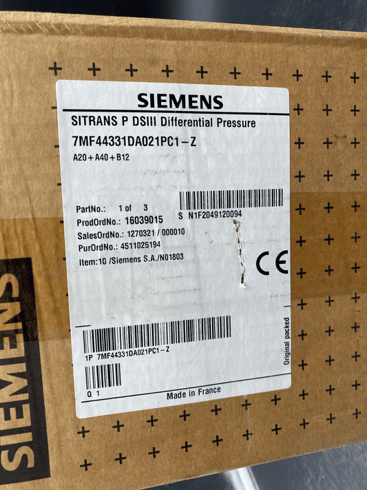 SIEMENS SITRANS P DSIII DIFFERENTIAL PRESSURE 7MF44331DA021PC1 - Z - KLR Automation