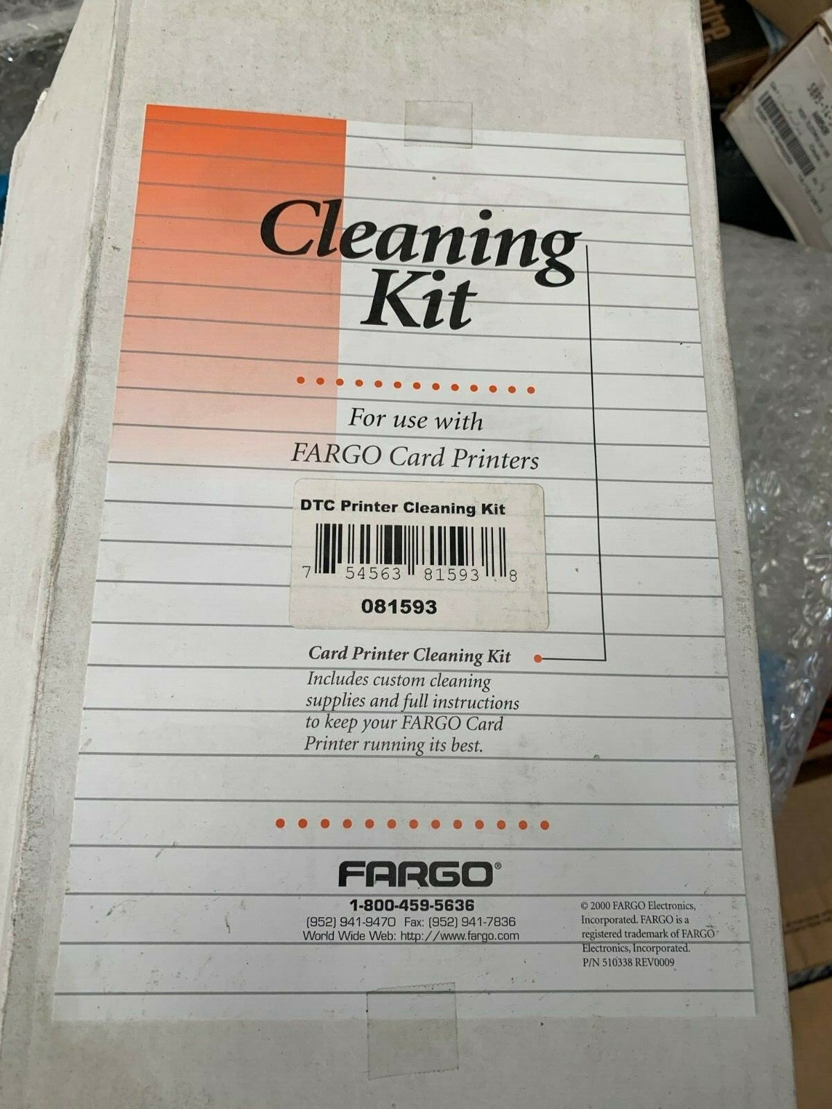 3pc X Fargo 081593 Card Printer Cleaning Kit for Dtc550 - KLR Automation