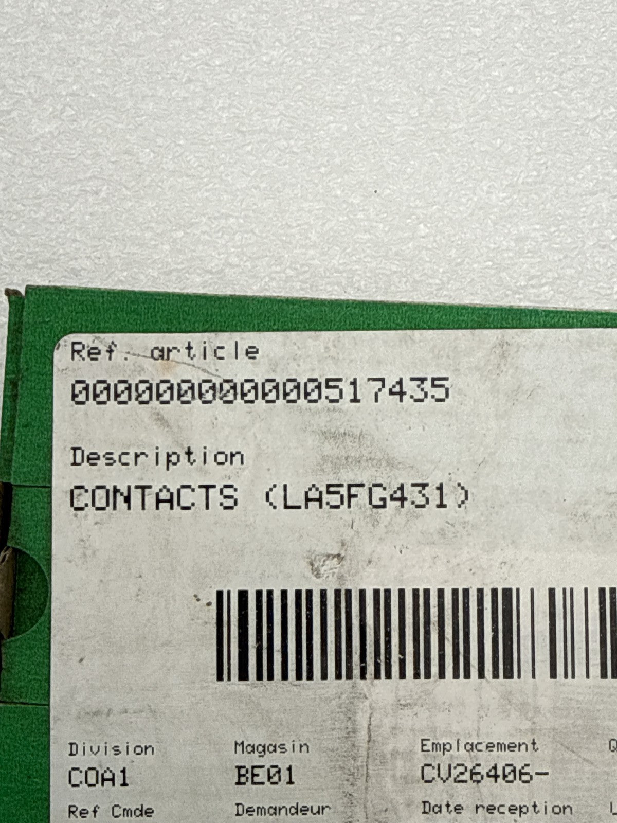 Contacts LASFG431 pour équipements électriques professionnels - KLR Automation