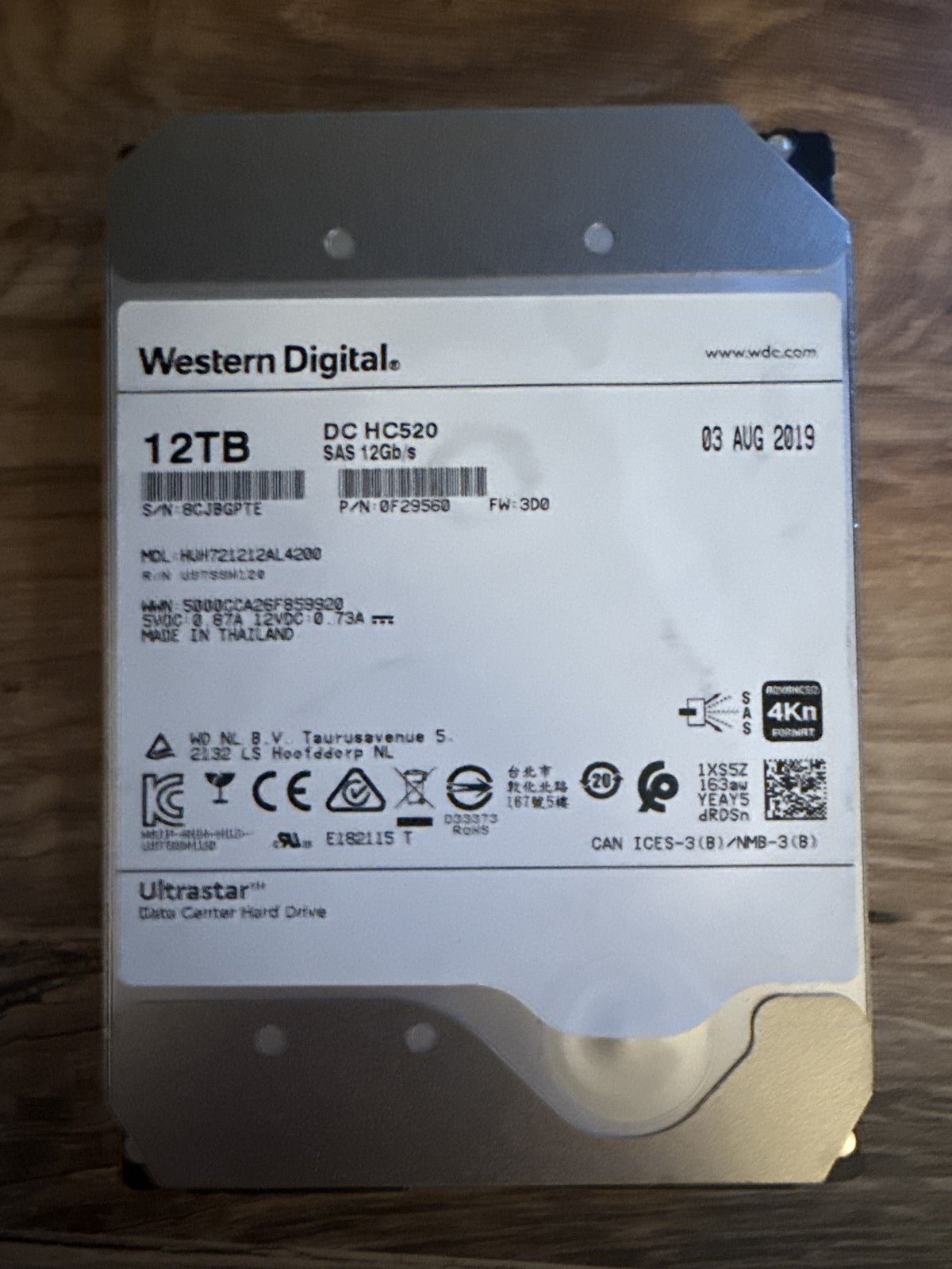 Disque dur externe Western Digital 12 To DC HC520 SAS 12 Gb/s - KLR Automation