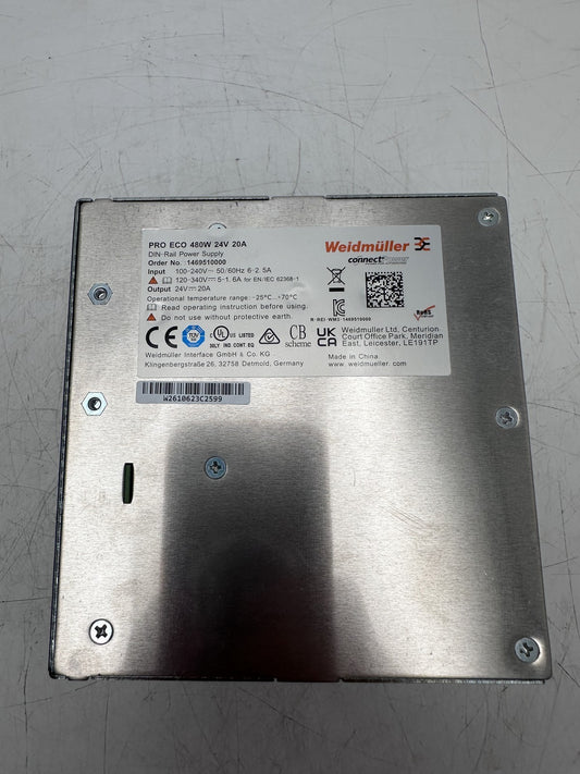 Weidmüller 1469510000 PRO ECO 480W 24V 20A DIN-Rail Power Supply — Occasion