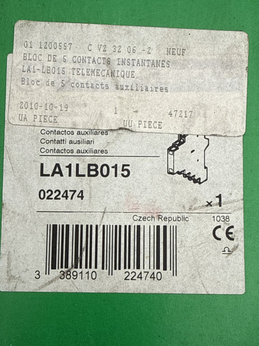 Bloc de 5 contacts instantanés Telemecanique LA1LB015 Neuf - KLR Automation