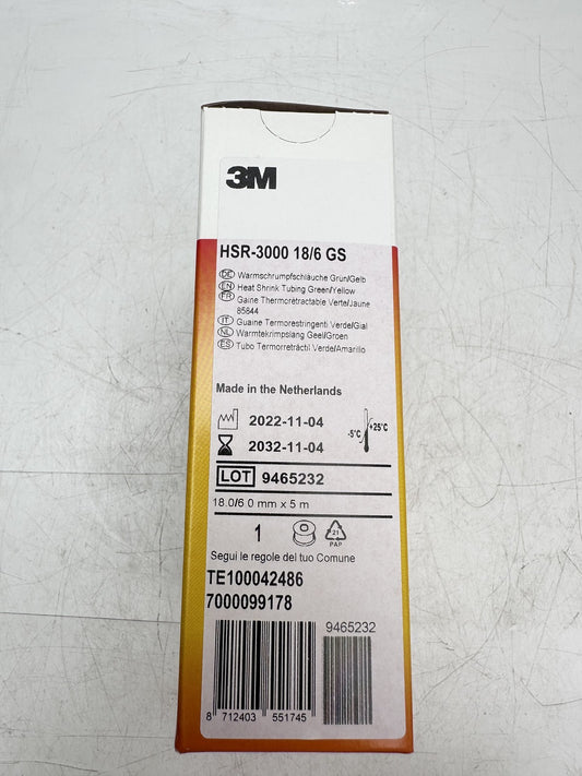 3M HSR-3000 18/6 GS Heat Shrink Tubing Green/Yellow 5m — Neuf